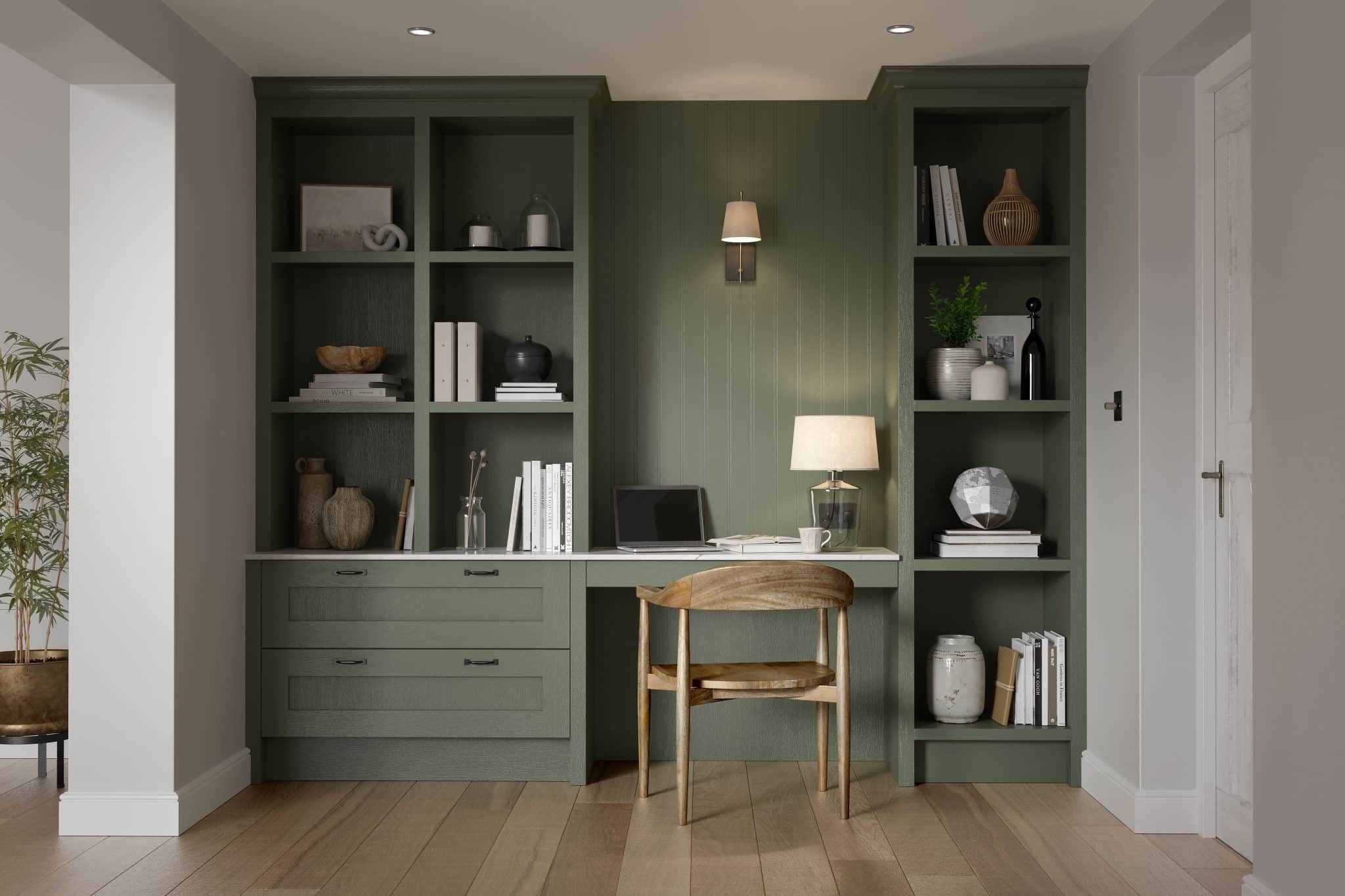 desk and shelving office space